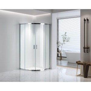Овална душ кабина с плъзгащи врати прозрачно стъкло 85-90x85-90 - Image 3